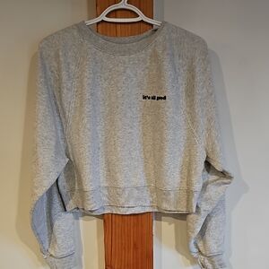 It's All Good Light Gray Women's Crop Top Sweatshirt